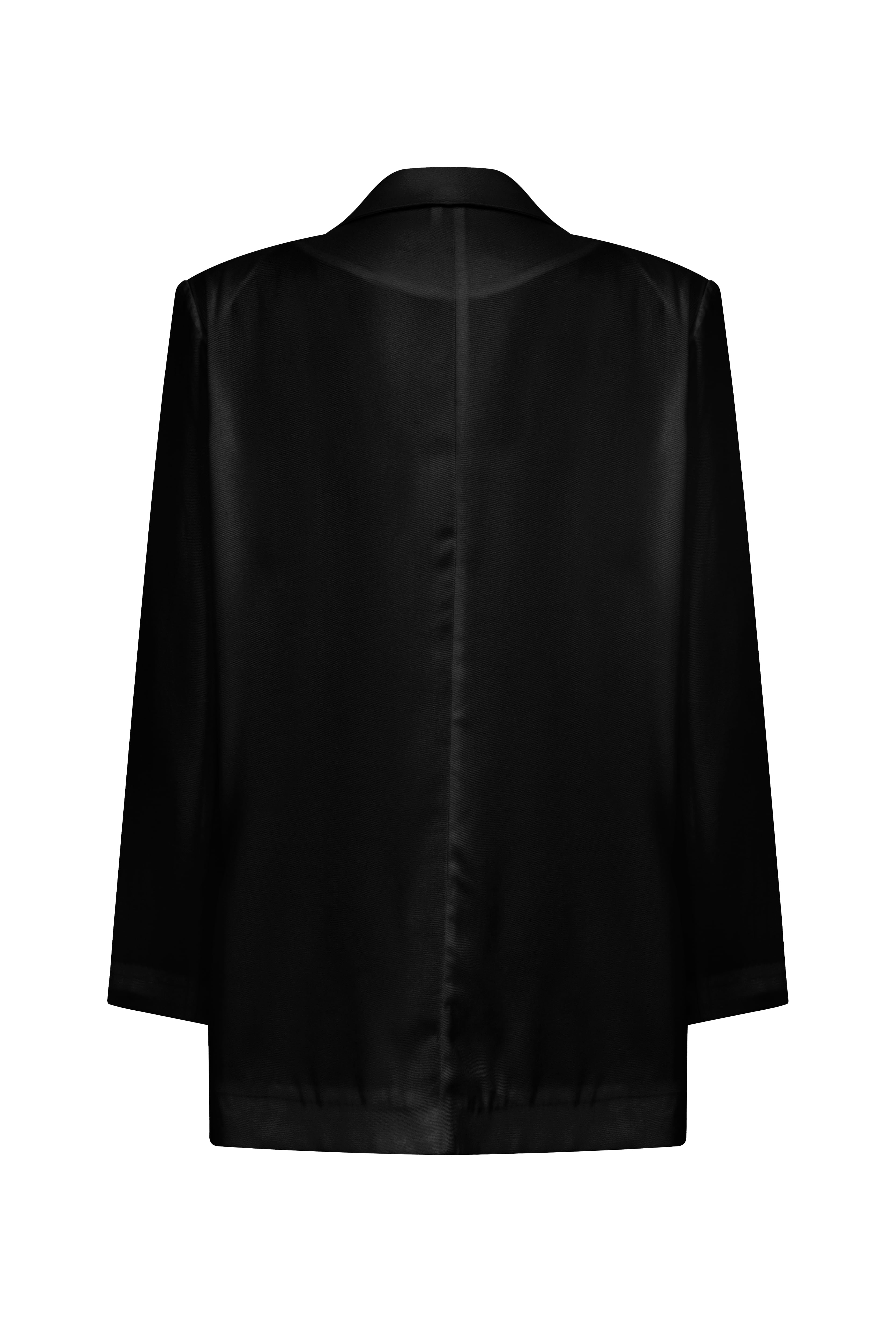 ZENNI Asymmetric Tencel Black Jacket